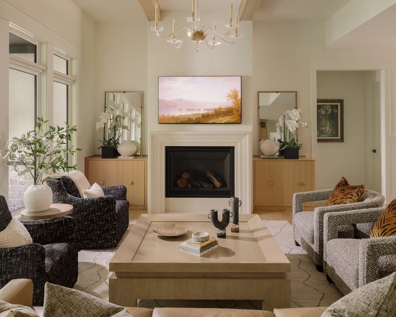 A collected, classic living room in the Cedar Creek home